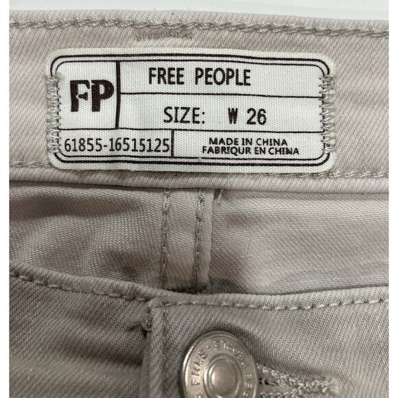Free People Distressed Khaki Jeans With Frayed Ends Women’s Size 26 - Picture 10 of 13
